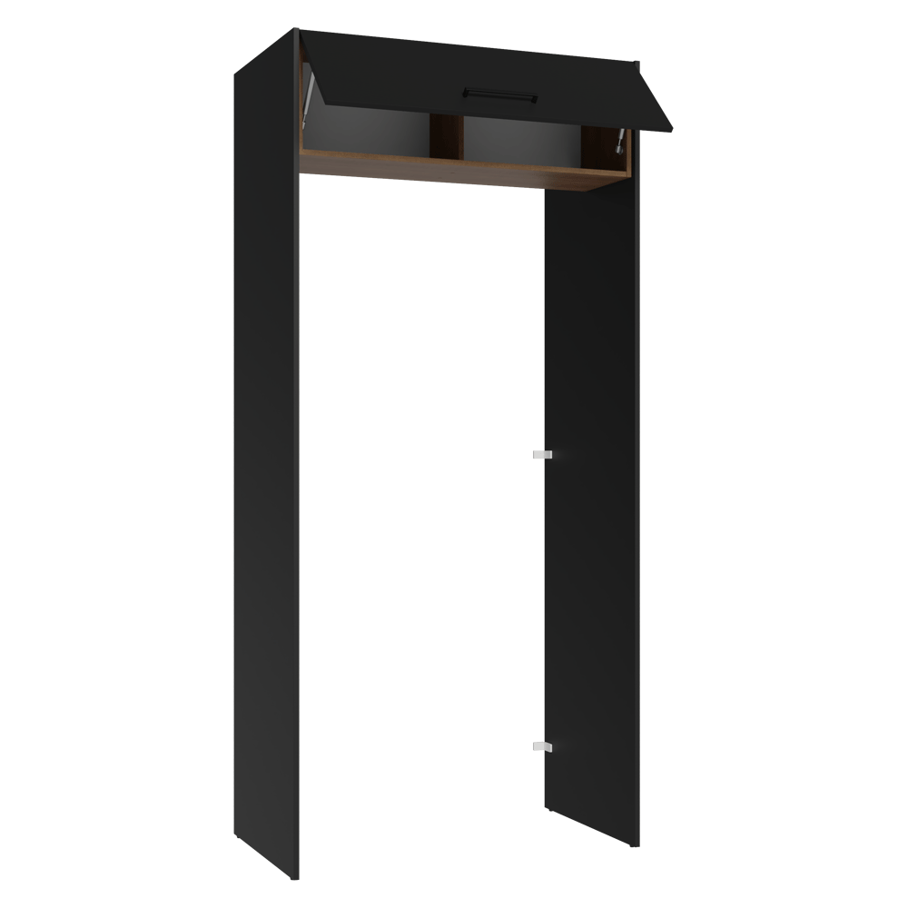 Porta-Geladeira 103 cm 1 Porta Basculante Preto/Rustic/Preto Agata Madesa