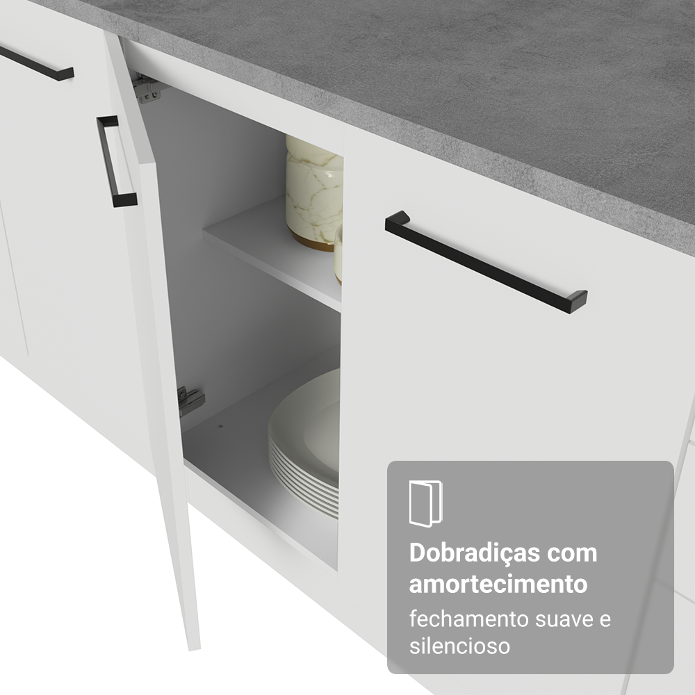 Armário de Cozinha Completa de Canto 399cm Branco Agata Madesa 02