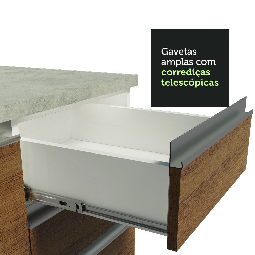 Armário de Cozinha Completa de Canto 349cm Branco Rustic Glamy Madesa 02