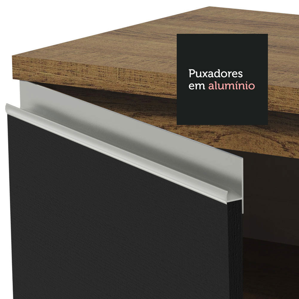 Armário de Cozinha Completa de Canto 349cm Rustic/Preto Glamy Madesa 06