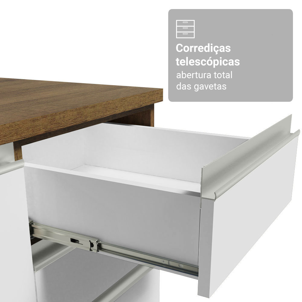Armário de Cozinha Completa 549cm Rustic/Branco Glamy Madesa 01