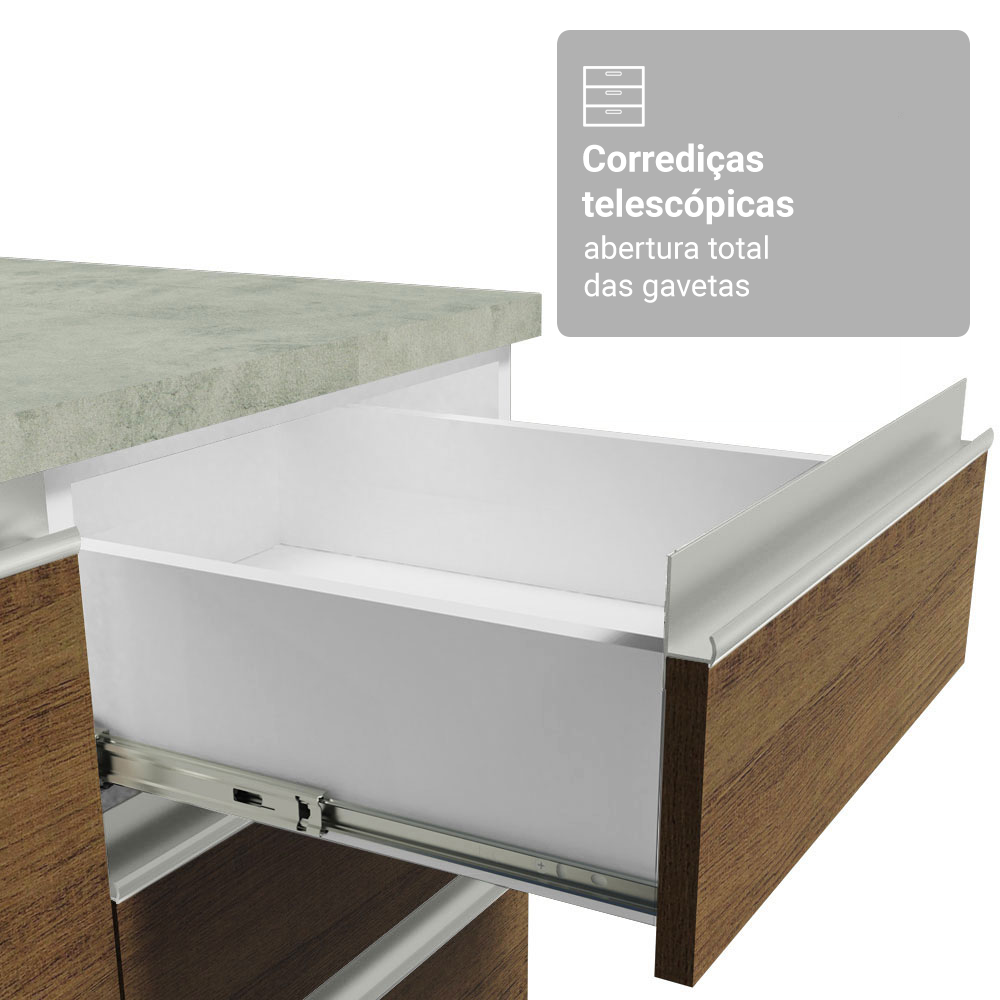 Armário de Cozinha Completa 549cm Branco/Rustic Glamy Madesa 01