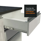 Armário de Cozinha Completa de Canto 100% MDF 419cm Frentes Branco Brilho Acordes Madesa 03