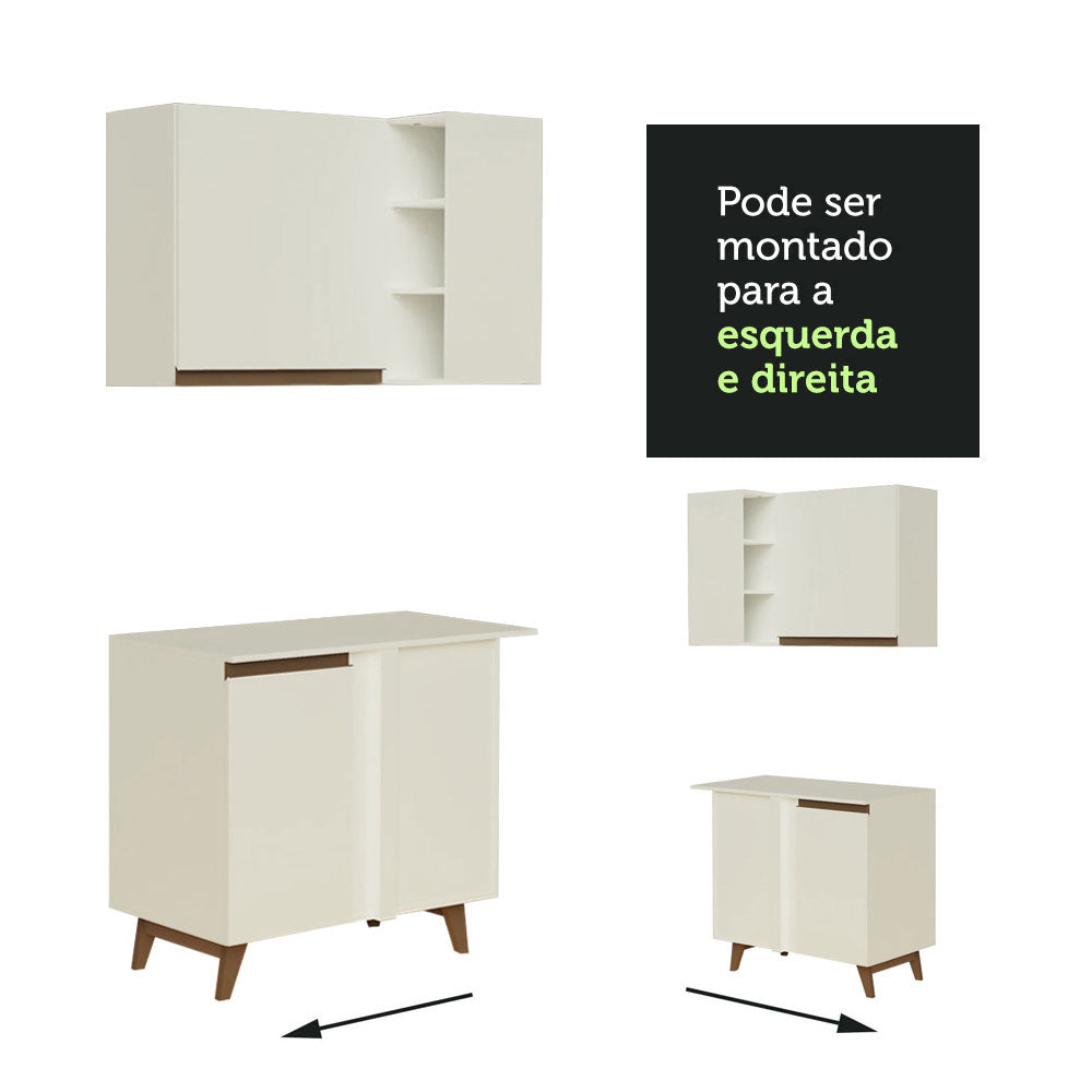 Armário de Cozinha Completa de Canto 382cm Branco Reims Madesa 01