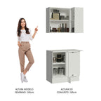 Kit Canto Reto Madesa Smart 2 Portas e Nicho com tampo Rustic/Crema/Branco