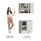 Kit Canto Madesa Smart 100% MDF 2 Portas e Nicho Frentes Branco Brilho