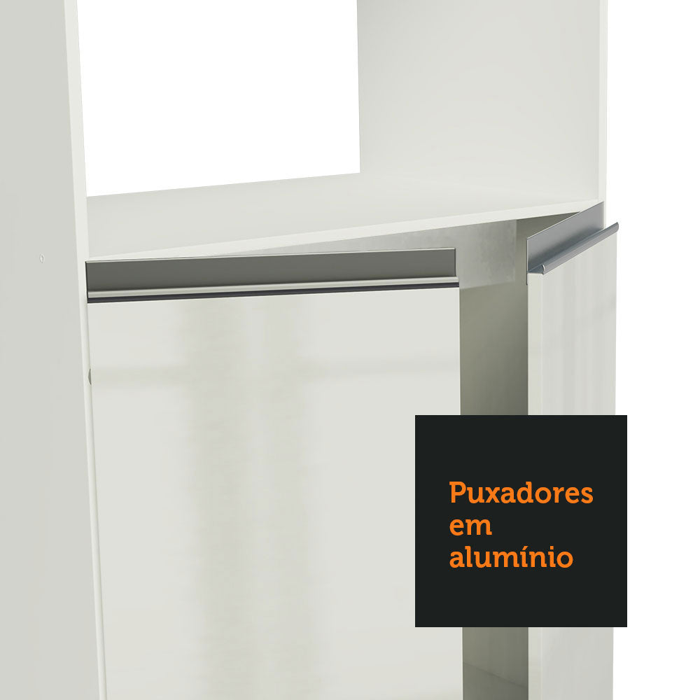 Armário de Cozinha Completa de Canto 100% MDF 377cm Smart Branco Brilhante Madesa 01