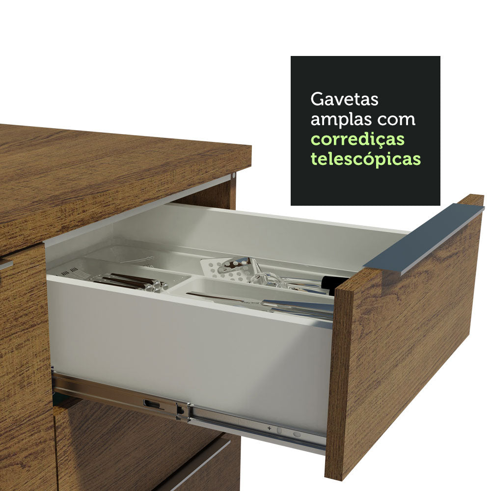 Armário de Cozinha Completa de Canto 489cm Rustic Stella Madesa