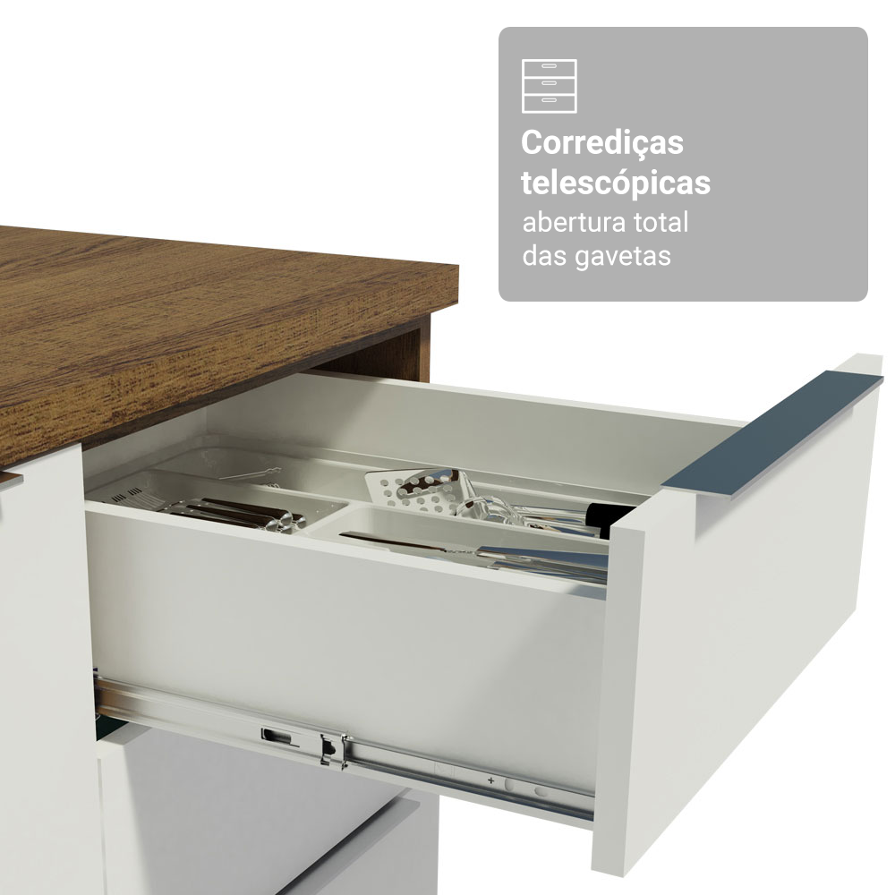 Armário de Cozinha Completa 549cm Rustic/Branco Stella Madesa 01