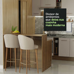 Ilha de Cozinha com Bancada e Balcão 120 cm Rustic/Crema Agata Madesa