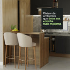 Ilha de Cozinha com Bancada e Balcão 120 cm Rustic/Preto Agata Madesa