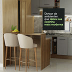 Ilha de Cozinha com Bancada e Balcão 120 cm Rustic/Cinza Agata Madesa