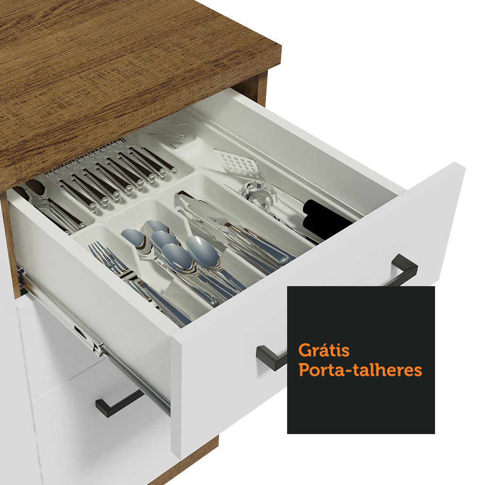 Armário de Cozinha Completa 270cm Rustic Branco Agata Madesa 03