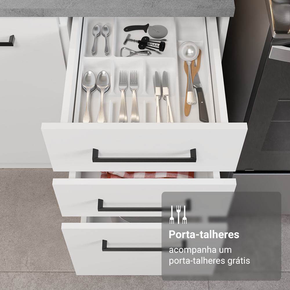 Armário de Cozinha Completa 270 cm Branco Agata Madesa 12