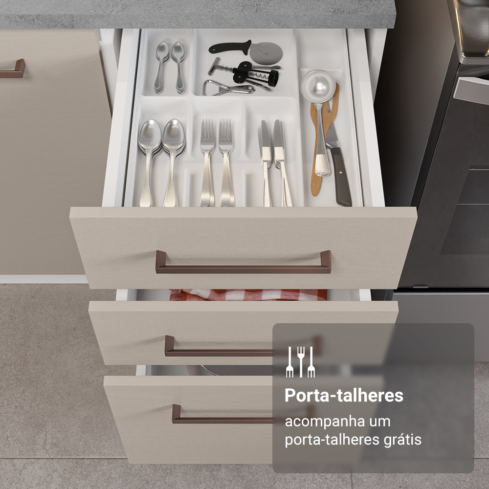 Armário de Cozinha Completa 270 cm Branco/Crema Agata Madesa 12