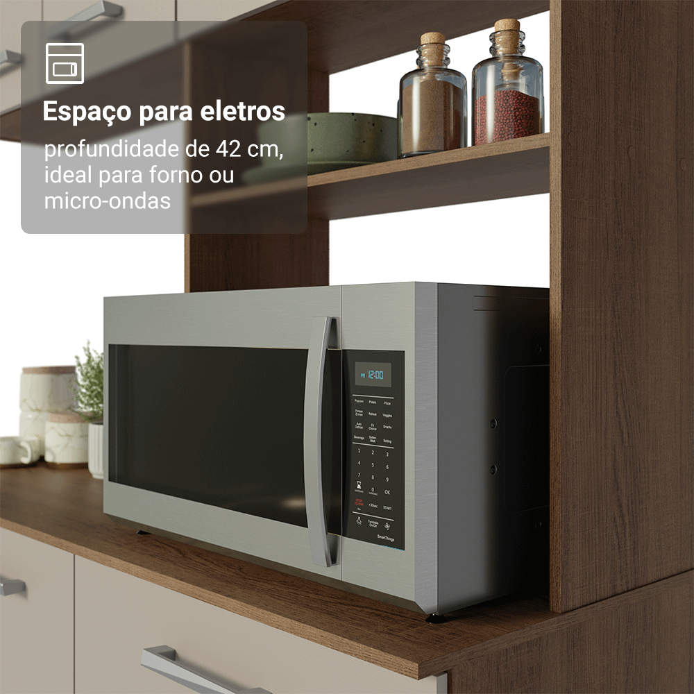 Armário de Cozinha Compacta 196cm Rustic/Crema Aura Madesa 01