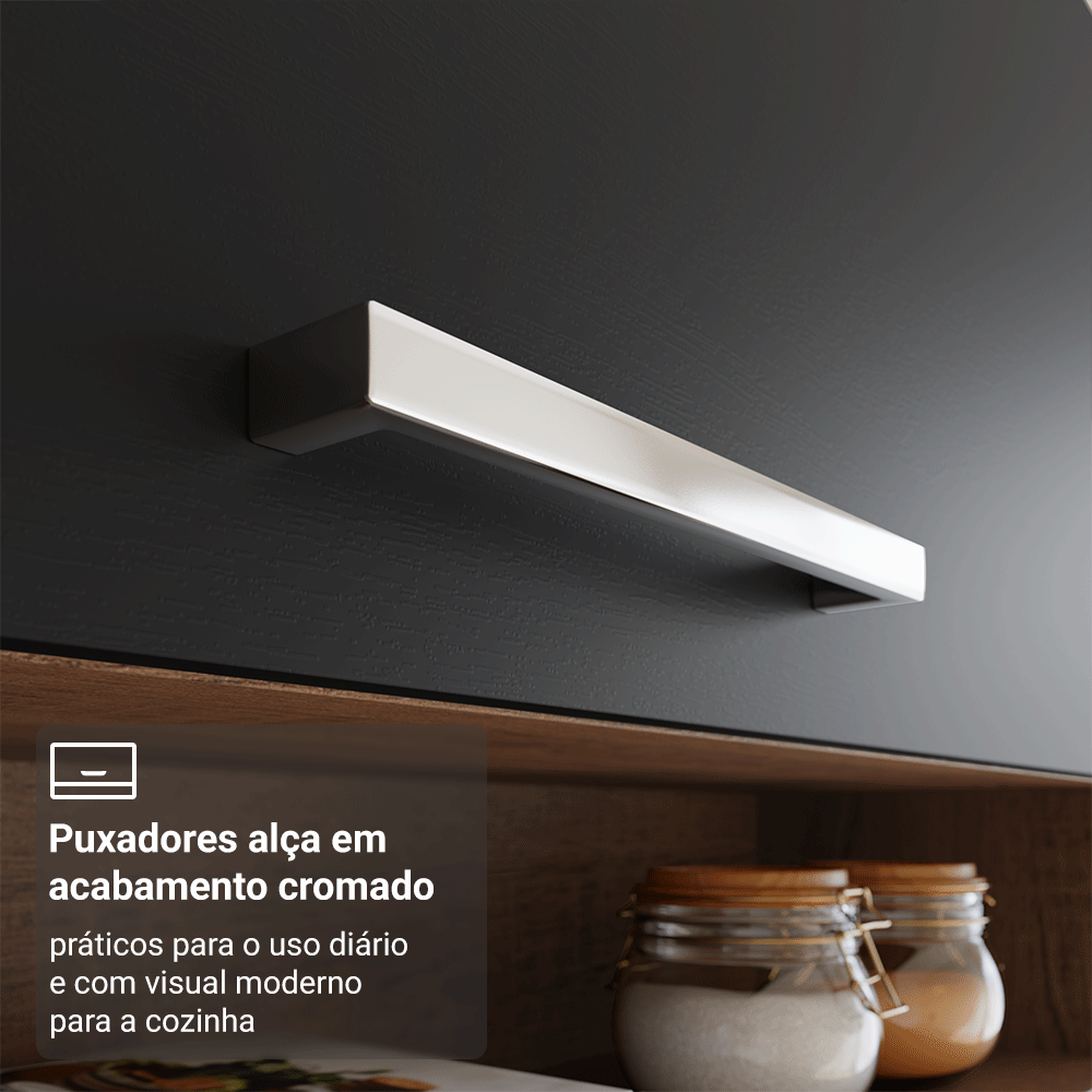 Armário de Cozinha Completa 220 cm Rustic/Preto Deli Madesa 03