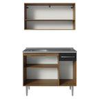 Armário de Cozinha Compacta 105cm com Pia Rustic/Preto Emilly Madesa 04