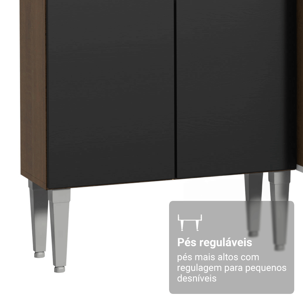 Armário de Cozinha Completa 229cm Rustic/Preto Emilly Madesa 18