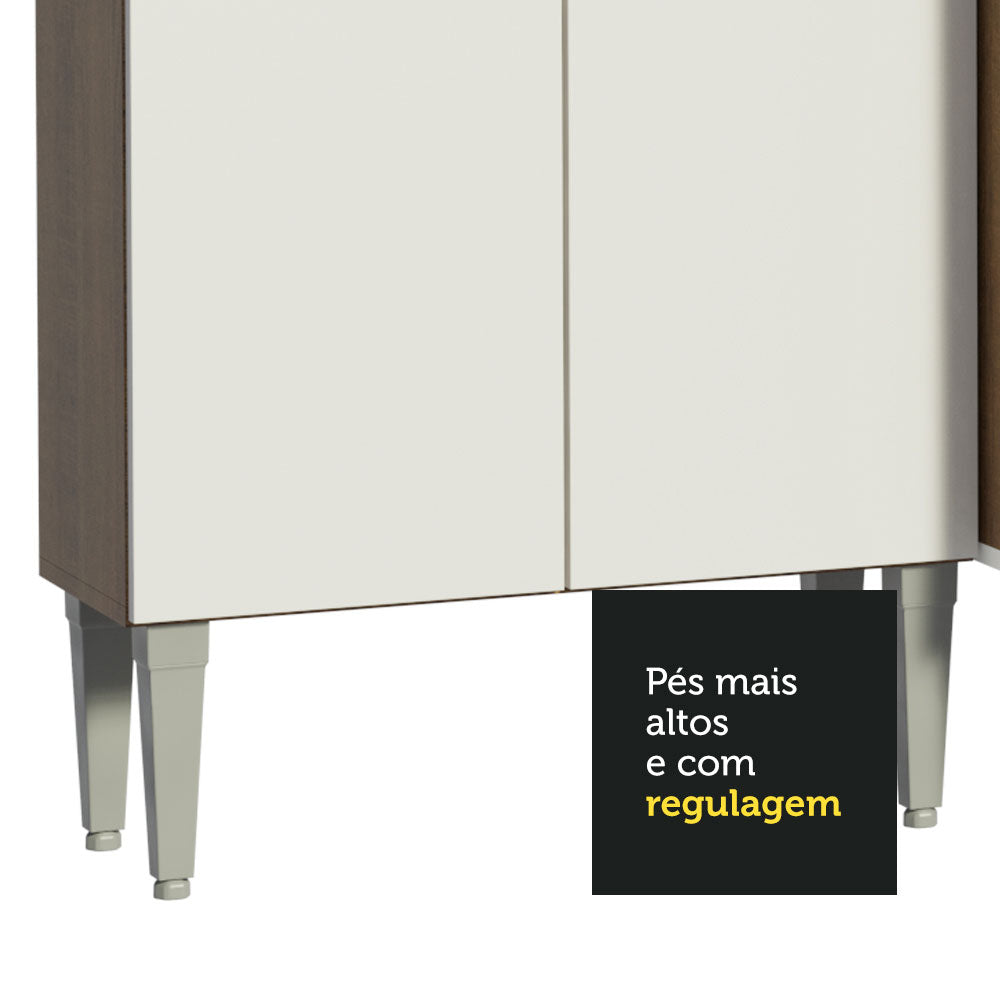Armário de Cozinha Completa 293cm com Pia Rustic/Branco Emilly Madesa 08