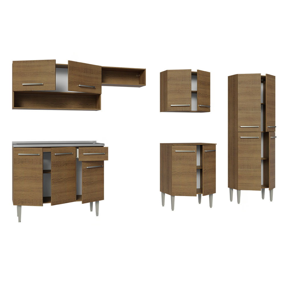 Armário de Cozinha Completa 293cm com Pia Rustic Emilly Madesa 09