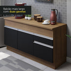 Armário de Cozinha Compacta 150cm Rustic/Preto Glamy Madesa 01
