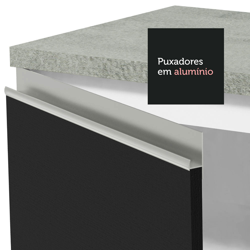 Armário de Cozinha Completa 240cm Branco/Preto Glamy Madesa 09