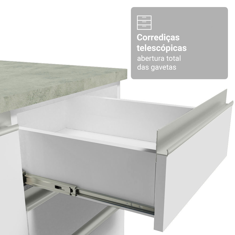 Armário de Cozinha Completa 270cm Branco Glamy Madesa 16