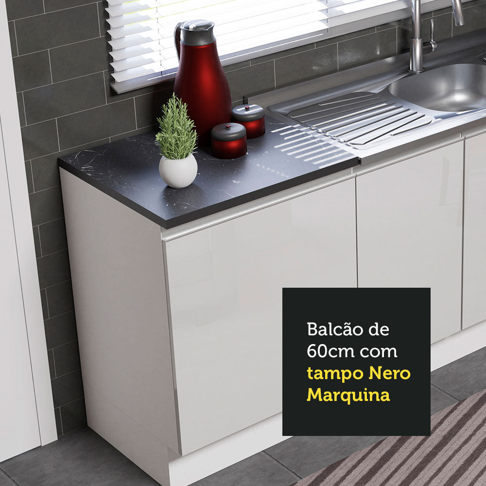 Kit com 2 Balcões de Cozinha Madesa Acordes 100% MDF (Sem Tampo e Pia) Frentes Branco Brilho