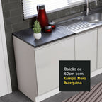 Kit com 2 Balcões de Cozinha Madesa Acordes 100% MDF (Sem Tampo e Pia) Frentes Branco Brilho