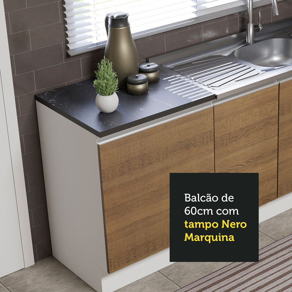 Kit com 2 Balcões de Cozinha Madesa Acordes 100% MDF (Sem Tampo e Pia) Branco/Rustic