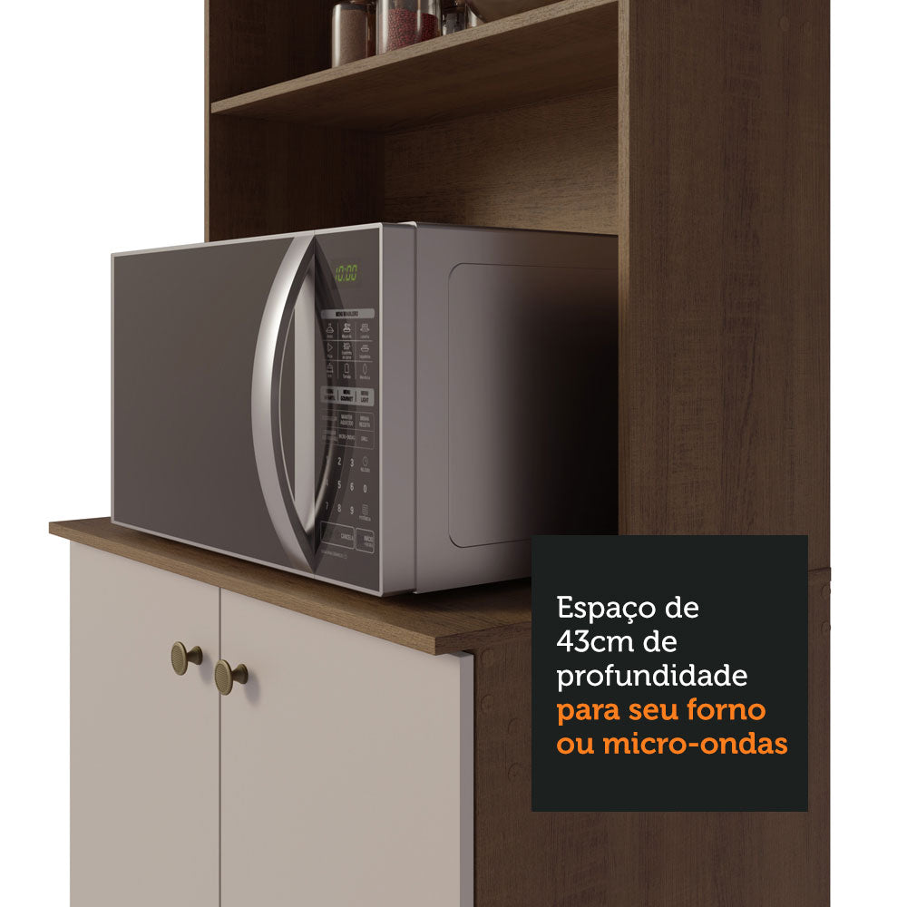 Armário de Cozinha Compacta 235cm Rustic/Crema Gourmet Madesa 01