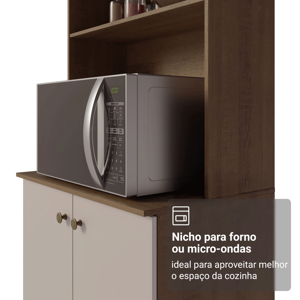 Armário de Cozinha Compacta 235cm Rustic/Crema Gourmet Madesa 01