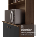 Armário de Cozinha Compacta 235cm Rustic/Preto Gourmet Madesa 01
