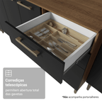 Armário de Cozinha Completa 305 cm Rustic/Preto Lille Madesa 01