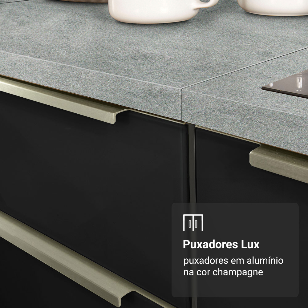 Armário de Cozinha Compacta 190 x 60 cm Branco/Preto Lux Madesa 02