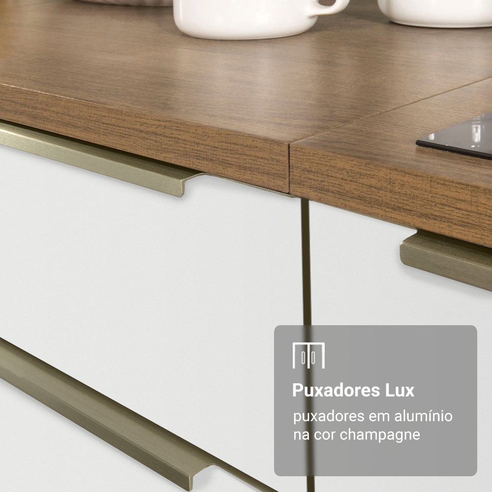 Armário de Cozinha Compacta 190cm Rustic/Branco Veludo Lux Madesa 02