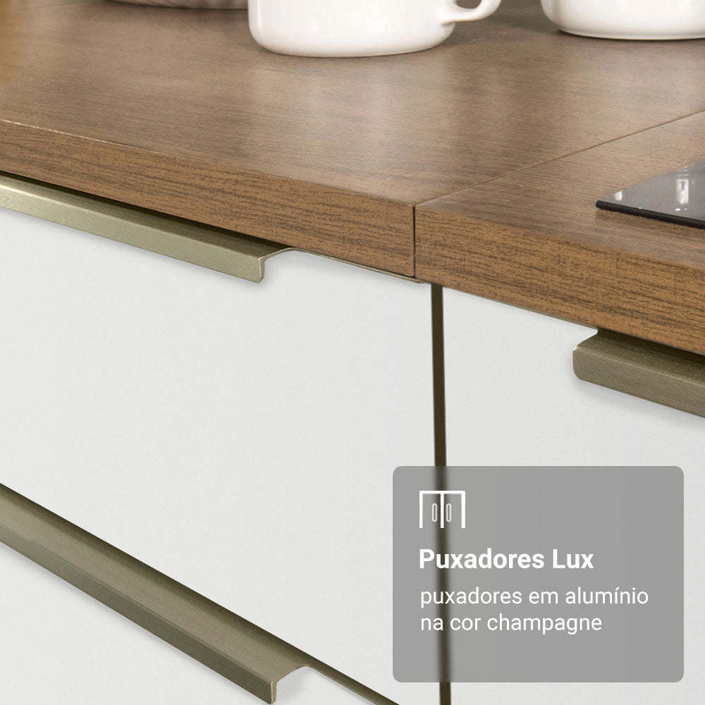 Armário de Cozinha Compacta 200 cm Rustic/Branco Veludo Lux Madesa 06