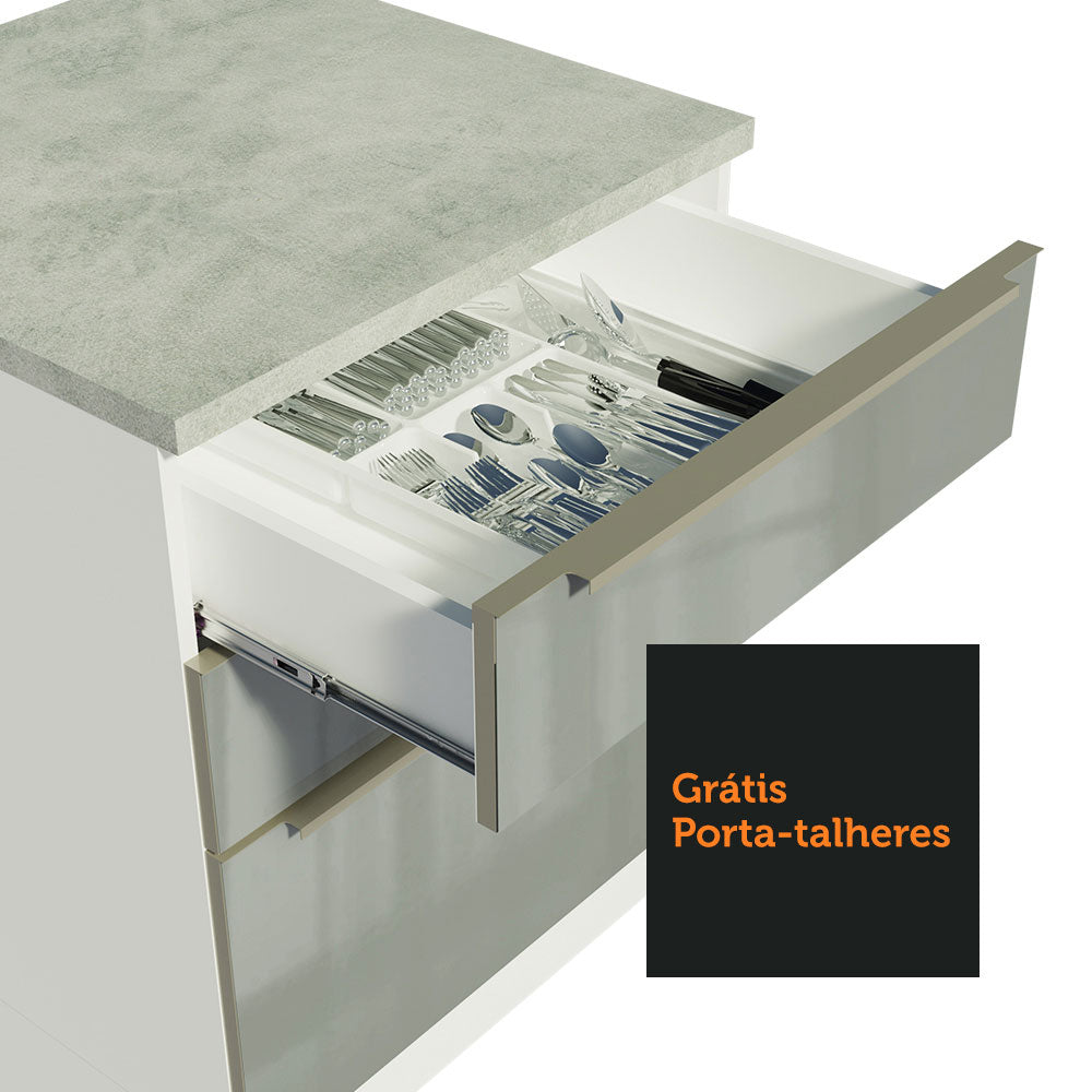 Armário de Cozinha Completa 240 x 60 cm Branco/Cinza Lux Madesa 02