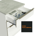 Armário de Cozinha Completa 240 x 60 cm Branco Branco Veludo Lux Madesa 02