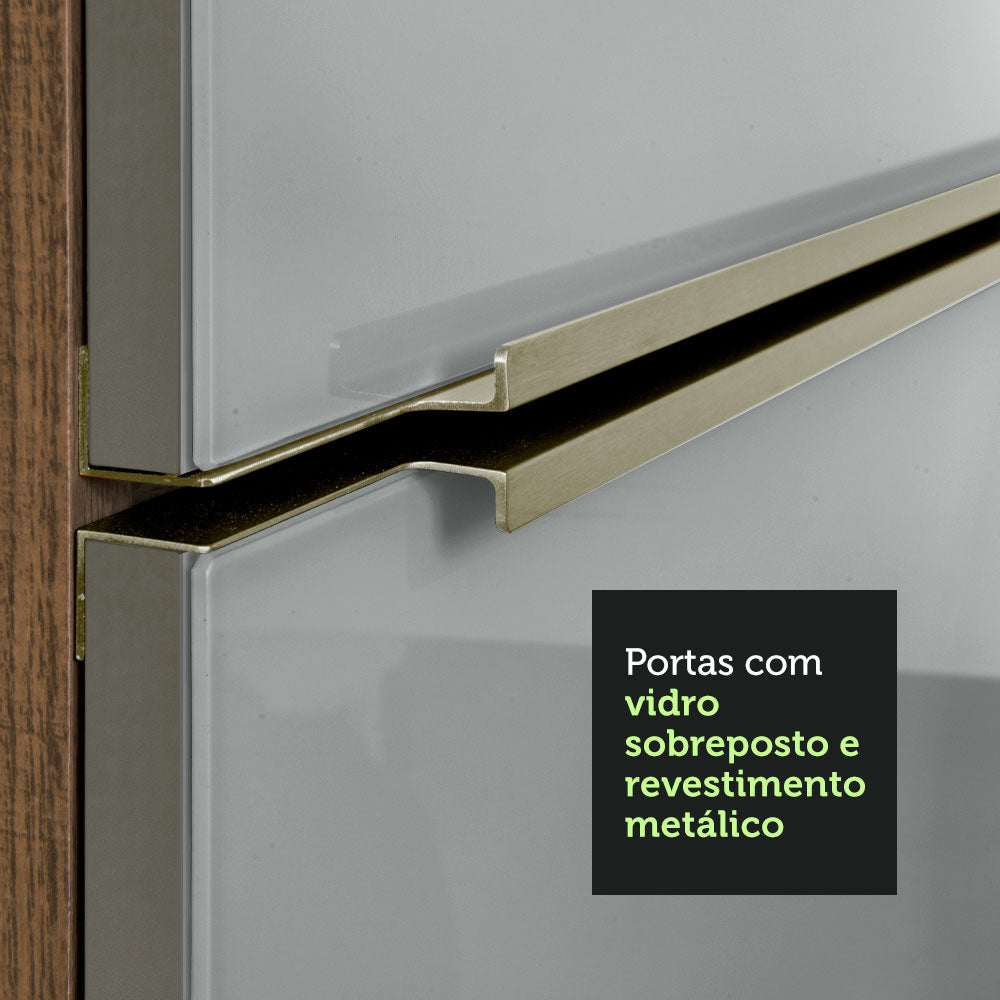 Armário de Cozinha Completa 240 x 60 cm Rustic/Cinza Lux Madesa 03