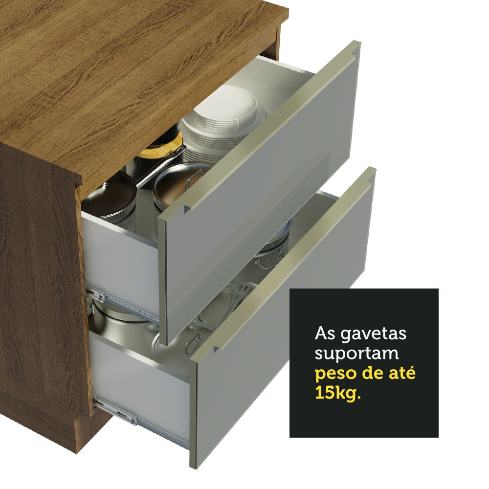 Armário de Cozinha Completa 260cm Rustic/Cinza Lux Madesa 01