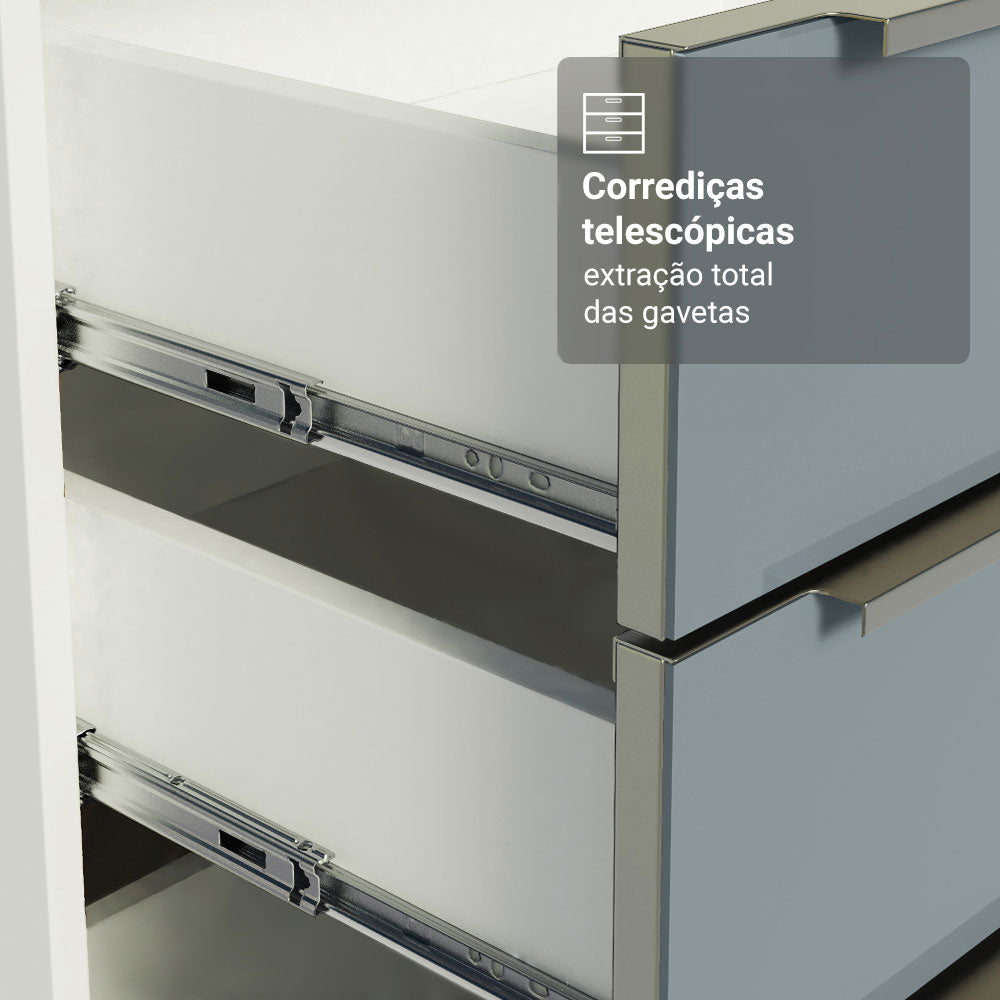 Armário de Cozinha Completa 270 cm Branco/Cinza Lux Madesa 08