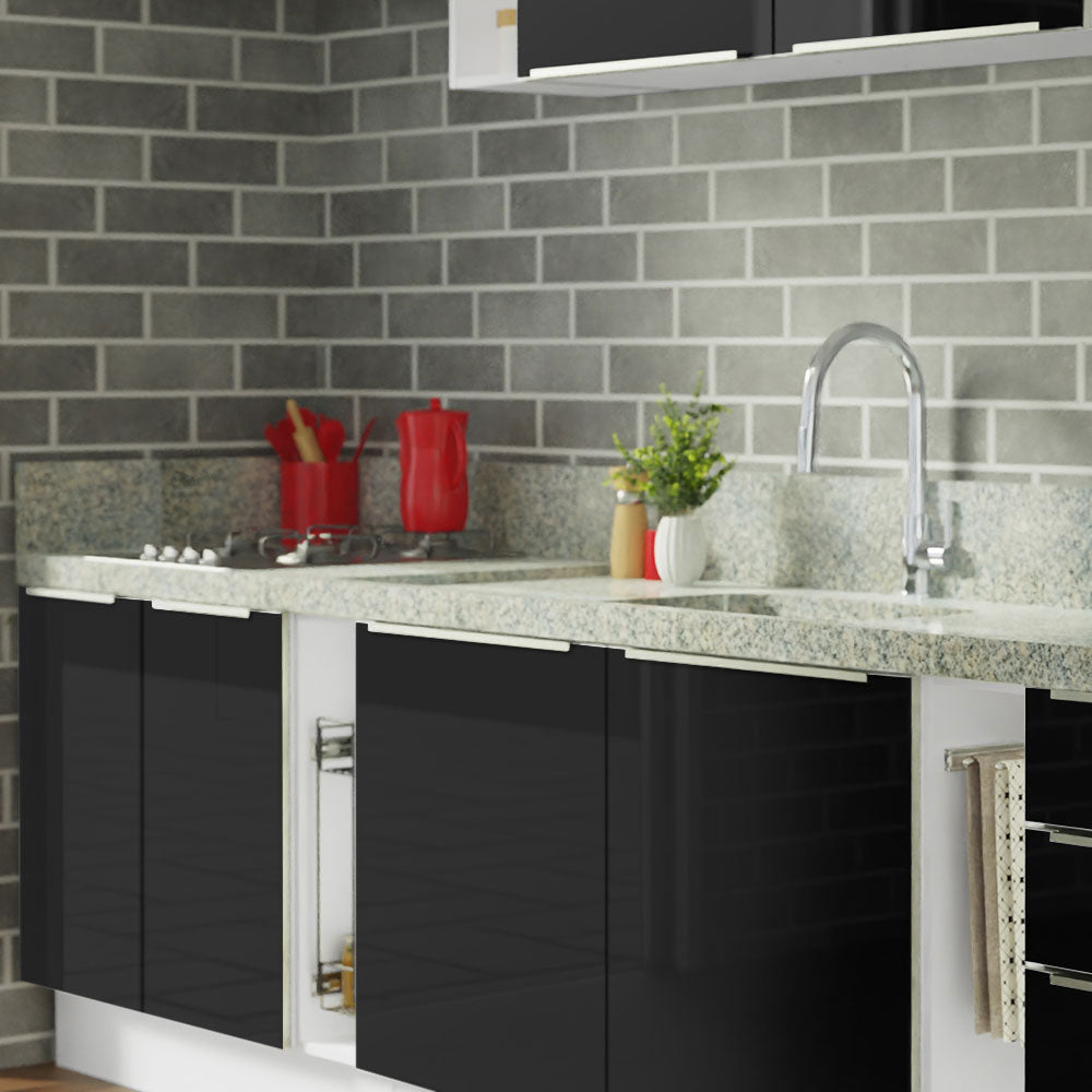 Armário de Cozinha Completa 300cm Branco/Preto Lux da Sabrina Madesa