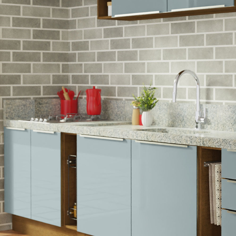 Armário de Cozinha Completa 300 x 60 cm Rustic/Cinza Lux da Sabrina Madesa
