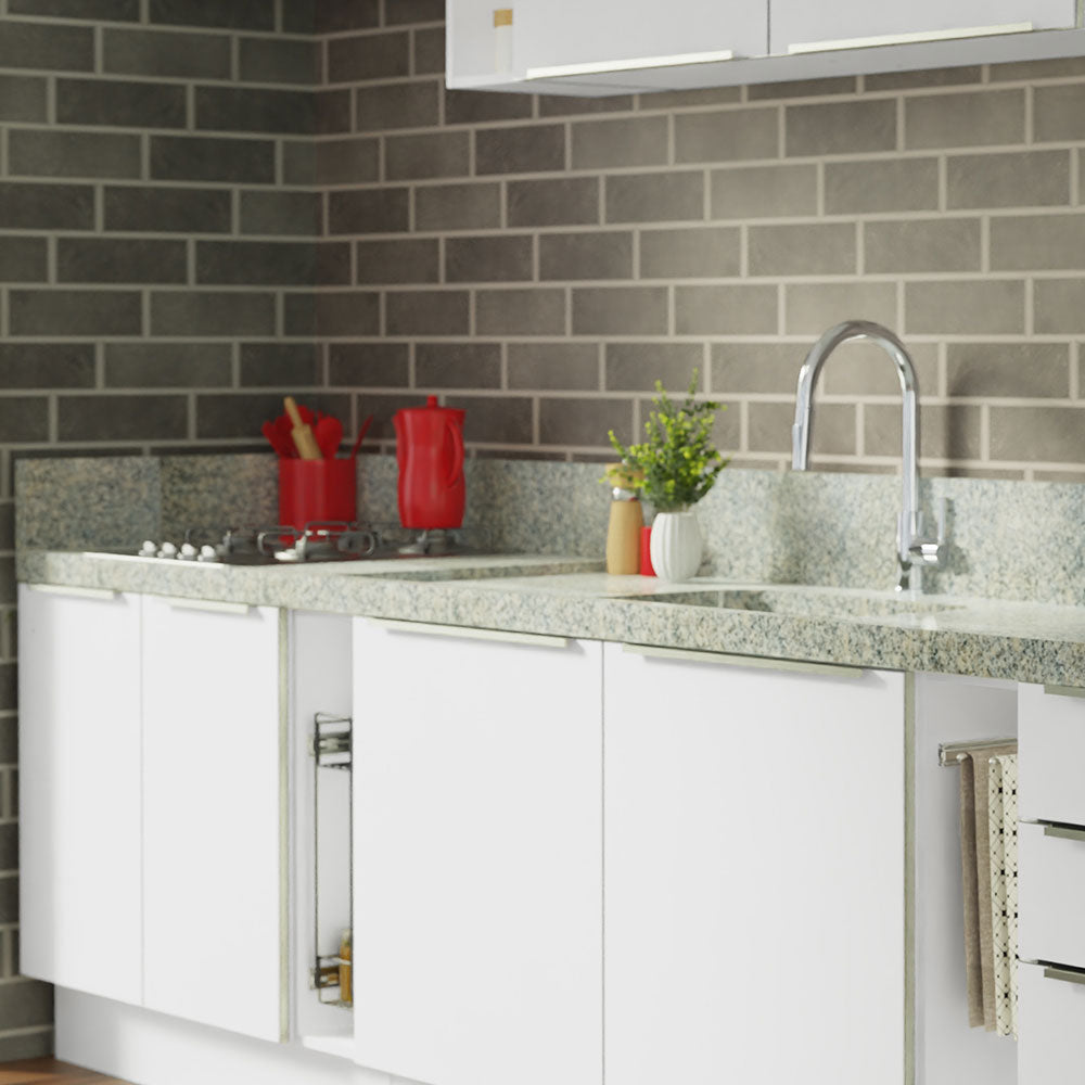 Armário de Cozinha Completa 300 x 60 cm Branco Veludo Lux da Sabrina Madesa