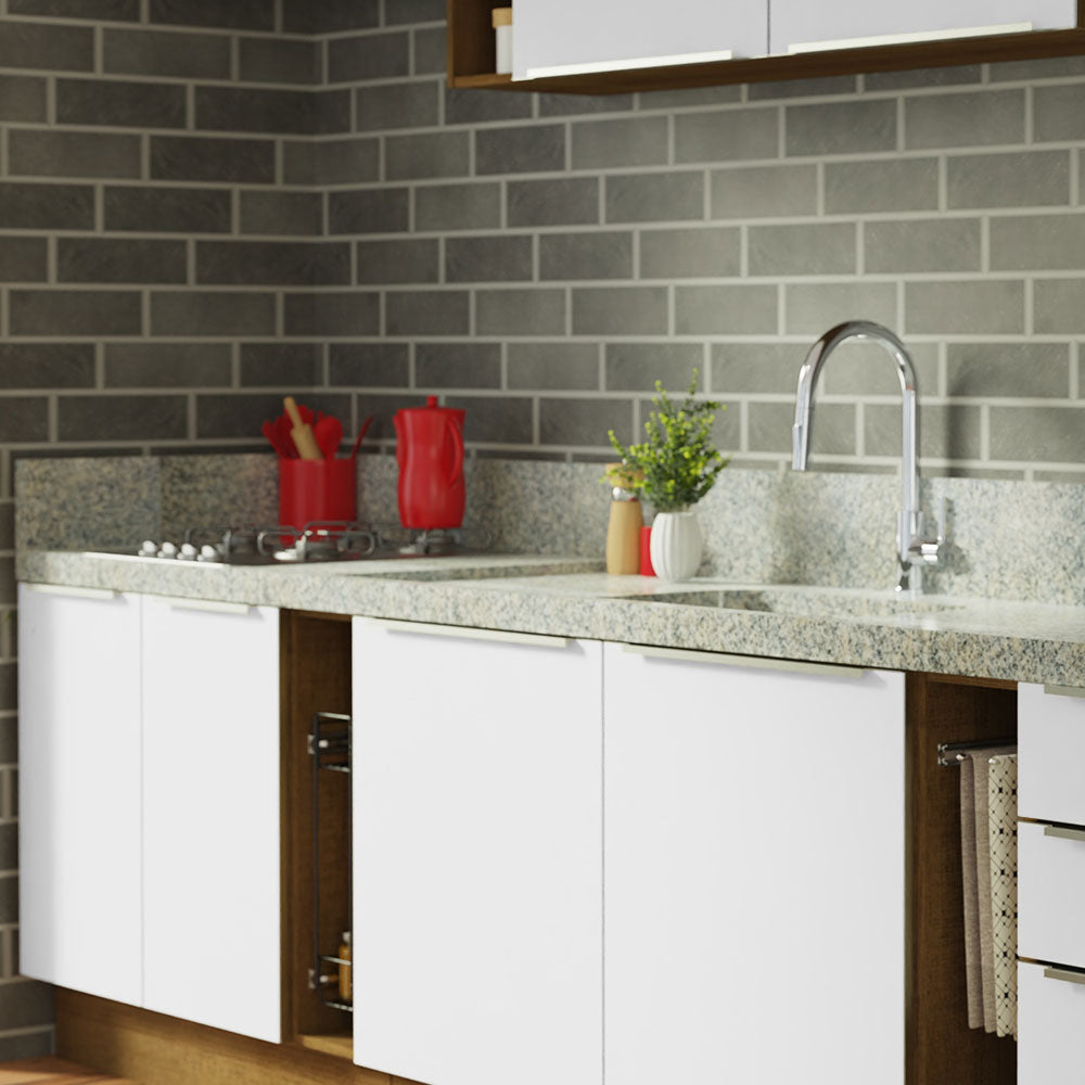 Armário de Cozinha Completa 300cm Rustic/Branco Veludo Lux da Sabrina Madesa