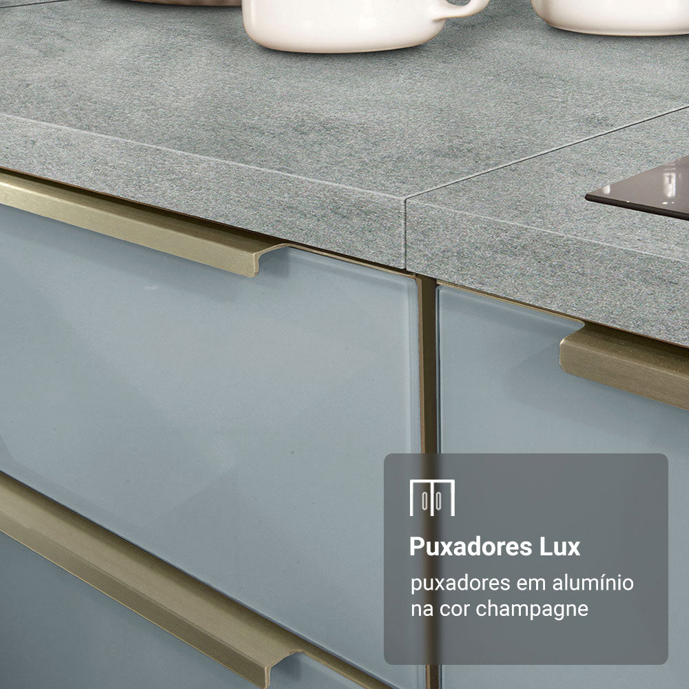 Armário de Cozinha Completa 310 cm Branco/Cinza Lux Madesa 03