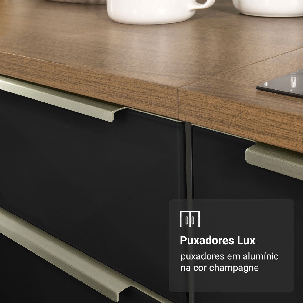 Armário de Cozinha Completa 310 x 60 cm Rustic/Preto Lux Madesa 04