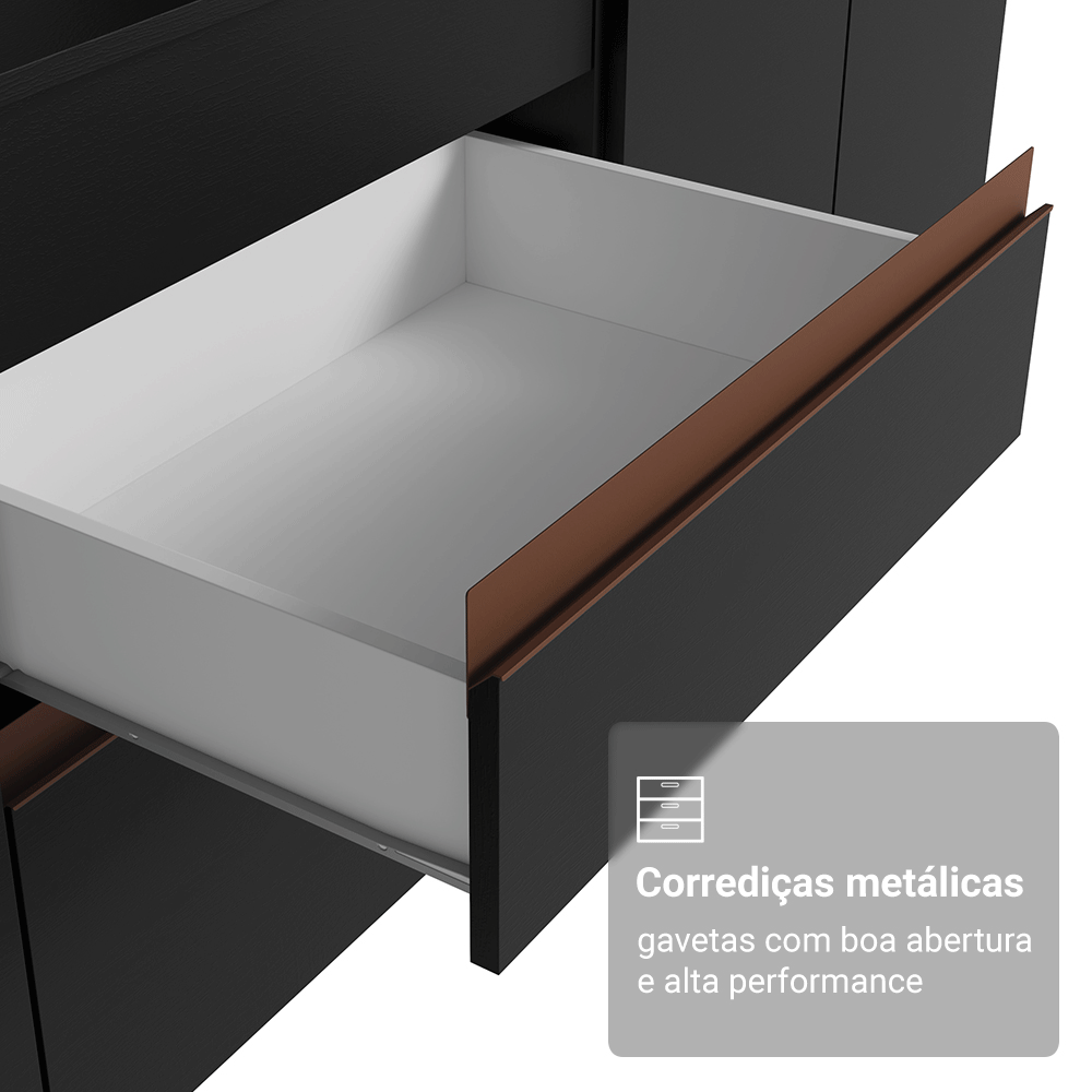 Armário de Cozinha Compacta 190cm Preto/Rustic Reims Madesa 09